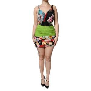 NEW DOLCE & GABBANA women's floral patchwork fitted mini dress in multicolor
